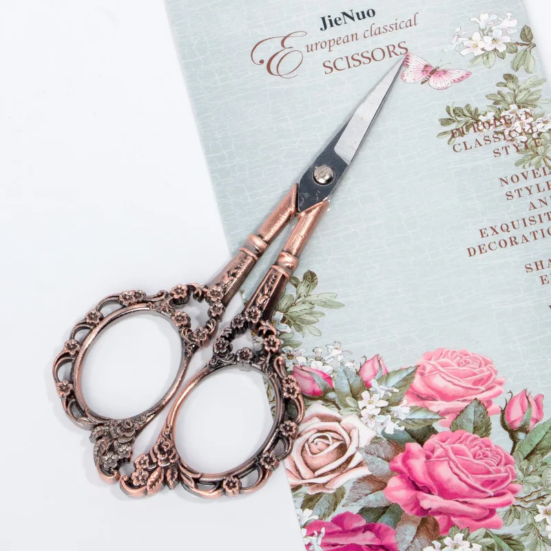 4 цвета Европейский винтажный цветочный узор ножницы дизайн ногтей Фольга резак швея цветы ножницы антикварные швейные ткани инструмент