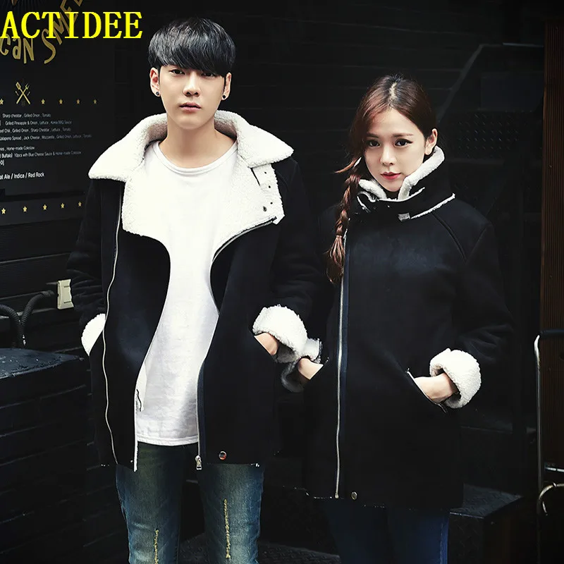 New Couple Cotton Padded Winter Jacket Plus Lambswool Fleece Velvet