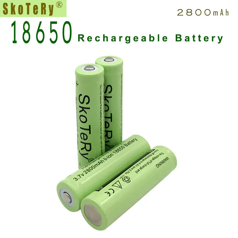 

SkoTeRy 5pcs/lot 18650 Lithium li-ion battery 2800mAh 3.7V Rechargeable Batteries for LED Flashlight Torch Green