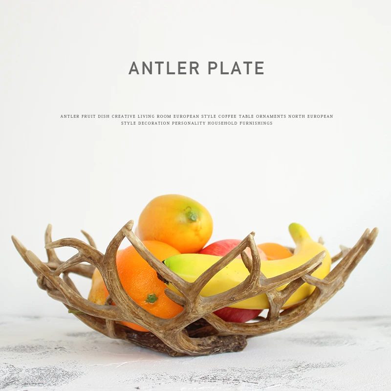 

Europe Resin Antler fruit tray Cake Tray Dessert Shelf Creative Modern Kitchen Tableware Decorative Plate Home Decorations
