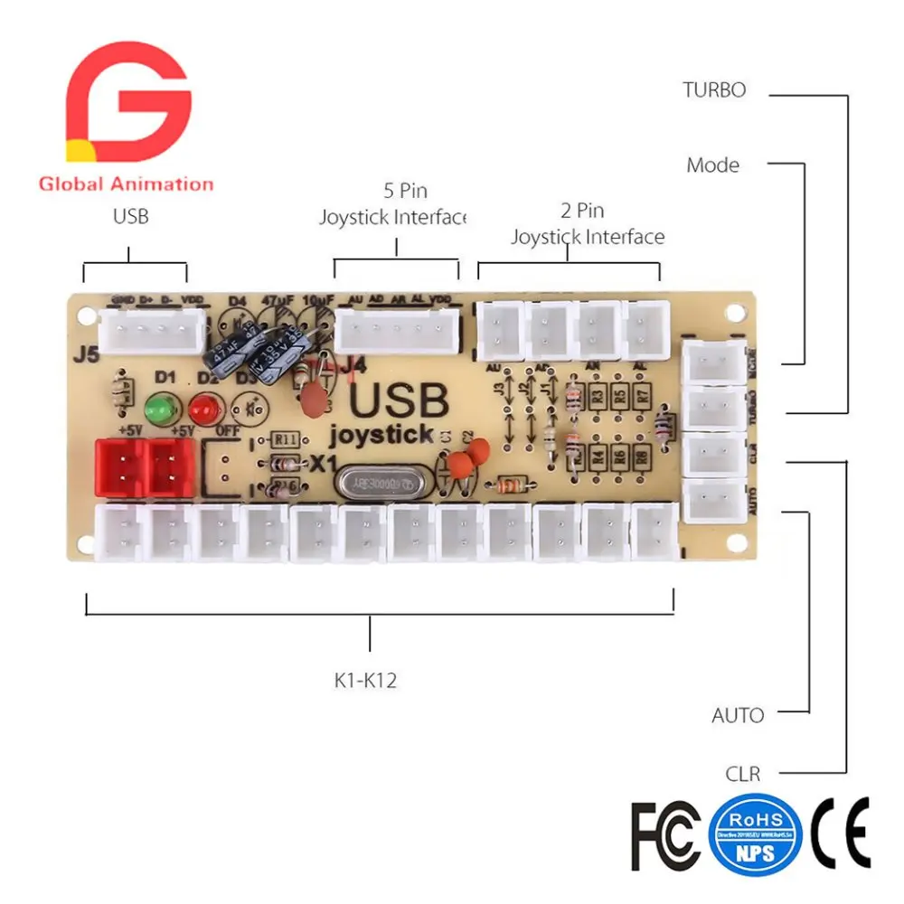 Нулевая задержка игровой игры USB энкодера джойстик DIY Kit с 8 позиционный джойстик аркадная кнопка для Mame Jamma