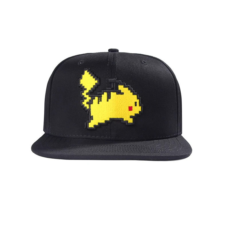 

[STOCK] 2018 Anime Pokemon Pikachu Black Embroidery Peaked Adjustable Cap Hat Unisex For Halloween Women or child Free Shipping