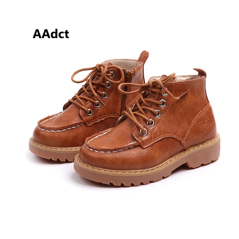 

AAdct 2018 Autumn Fashion Leather toddler Baby Boots Non-slip Short Boots for Boys High quality Little Kids Boots