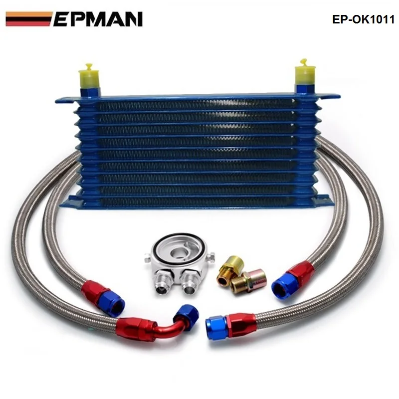EPMAN - Universal 10 Rows Oil Cooler Kit M20XP1.5 3/4X16 UNF Oil Filter Fitting Adapter EP-OK1011