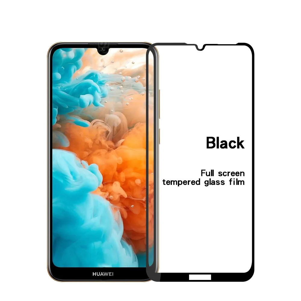 Закаленное стекло 9H для Huawei Y6 Y7 Prime 2019 Pro Honor Play 8A черное полное покрытие защитная