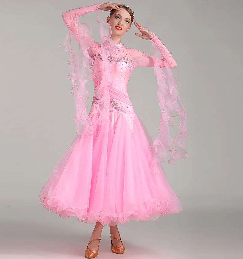 Новое поступление, костюмы для бальных танцев, современные танцевальные платья для девочек, Дамская Вальс Танго форма для танцев