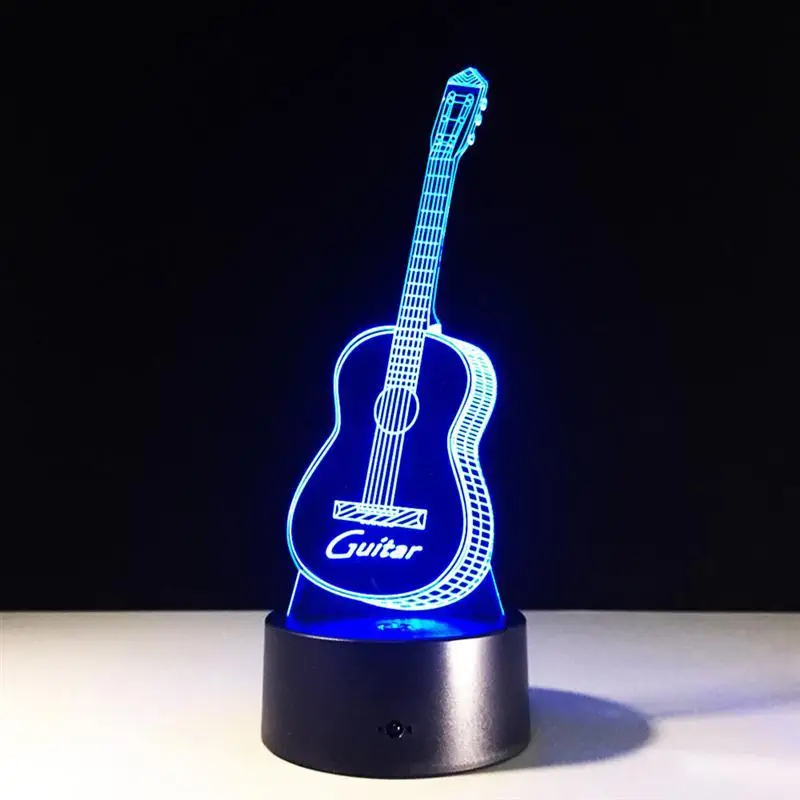 Guitar3d иллюзия Лампа светодиодный 7 цветов Изменение USB сенсорный датчик