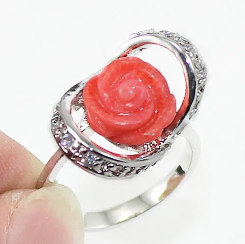 

Roo175 flower silver plated fashion Ring 5.29