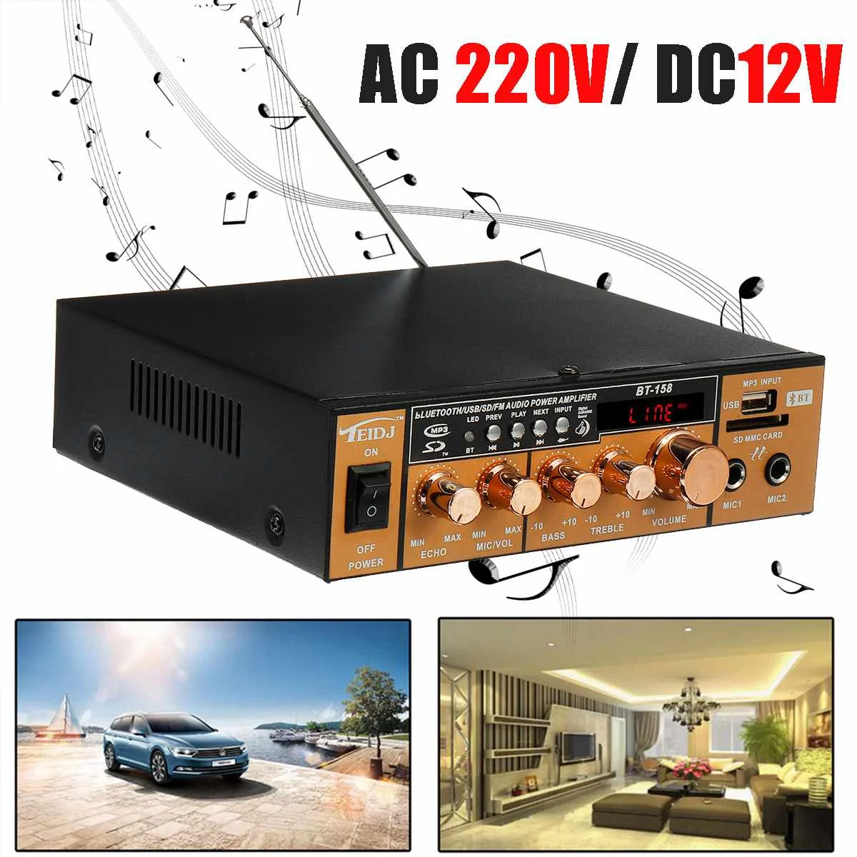 2CH 220V 600W HIFI цифровые домашние кинотеатры усилитель мощности автомобиля аудио усилитель баса стерео lcd bluetooth FM радио дистанционное управление