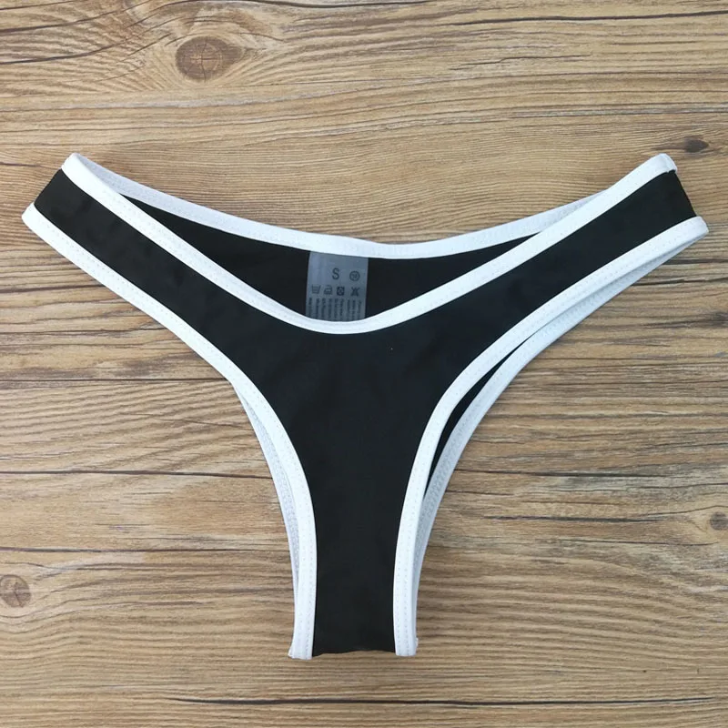 

TOKITIND Brazilian Women Bikini Bottom Solid Bandage Cheeky V Thong Ruched Scrunch butt women swim brief brazilian tanga panties