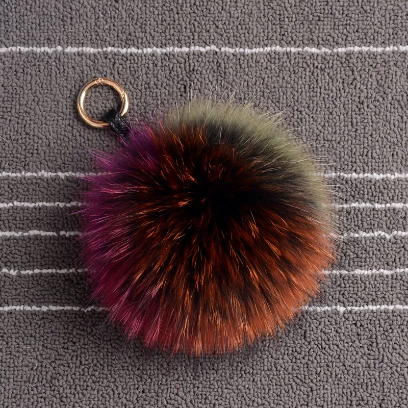 Luxury Purse Charm Raccoon Fur Keychain 15 CM Pom pom Ball Keyring Pendant Key Chains Key Holder ...