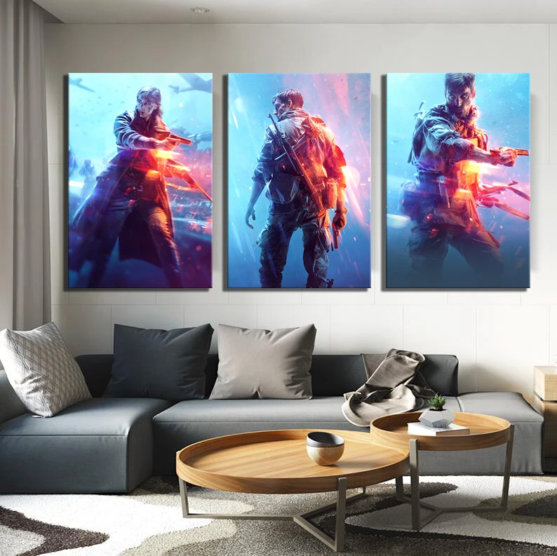 3 шт. видео игры серии Battlefield V плакаты постеры HD изображения солдата Холст
