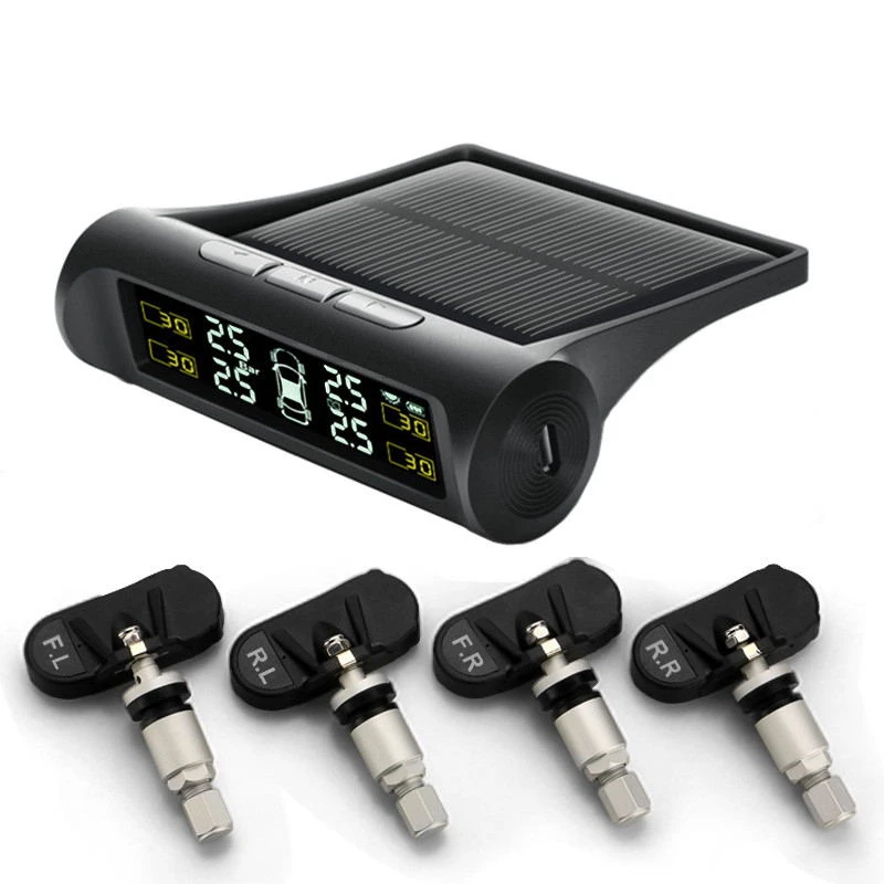 

Car TPMS Tire Pressure Monitoring System Solar Charging HD Digital LCD Display Auto Alarm System Wireless With 4 Sens - Internal