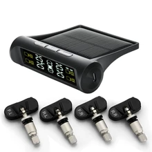 Car TPMS Tire Pressure Monitoring System Solar Charging HD Digital LCD Display Auto Alarm System Wireless With 4 Sens - Internal careud t801 nf auto car tpms tire pressure solar panel monitoring system with 4 internal sensors