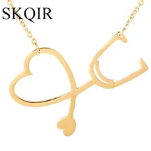 SKQIR Fashion Body Medical Stainless Steel Love Charm Pendants Necklaces For Women Men Jewelry Gold/Silver Color Choker Necklace