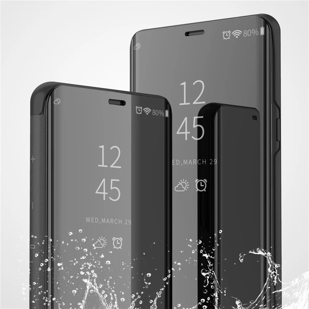 

Smart Flip Stand Mirror Case For Huawei Y6 2018 Case Clear View PU Leather Cover For Huawei Y6 2018 Case Cover
