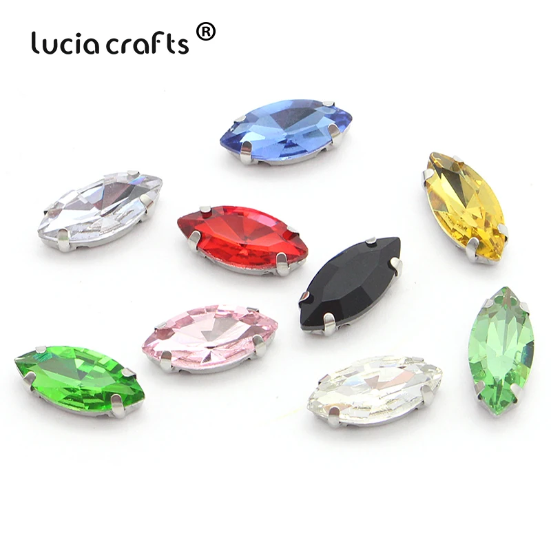Lucia crafts 20 шт./лот 7*15 мм Овальный конский глаз из хрустального стекла пришивные