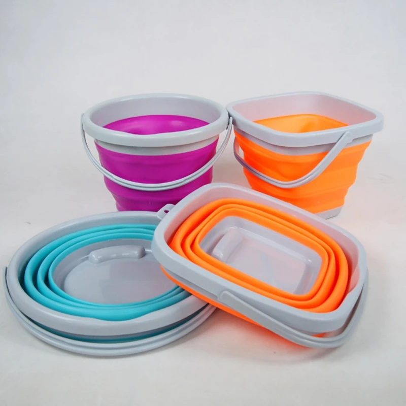 

31.5cm 5/10L Portable EVA Silicone Round Square Fishing Bucket Tools Strong Folding Retractable Thicken Water Bucket