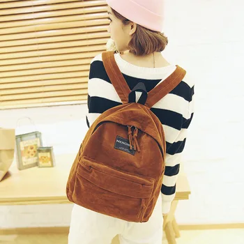 

50PCS/LOT Women Backpack Preppy Suede Backpacks Girls School Bags Vintage Backpack Travel Bag Female Backpack B024