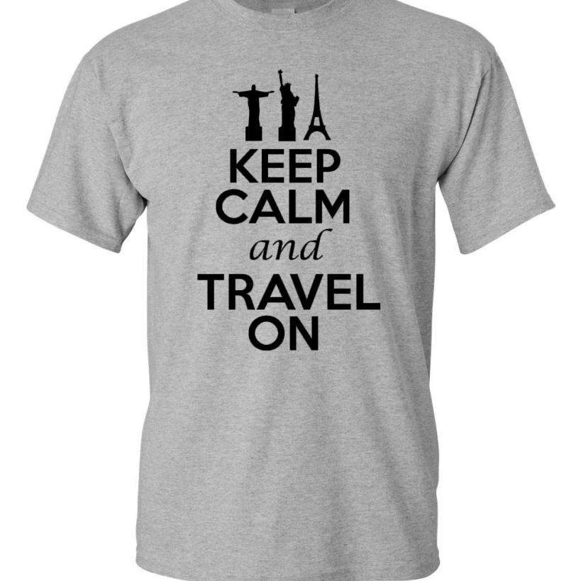 Keep Calm and Travel On Adult Unisex T-Shirt Tee