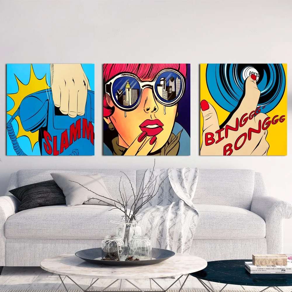 Pop Art Telepon Dan Cincin Canvas Art Print Lukisan Poster Gambar