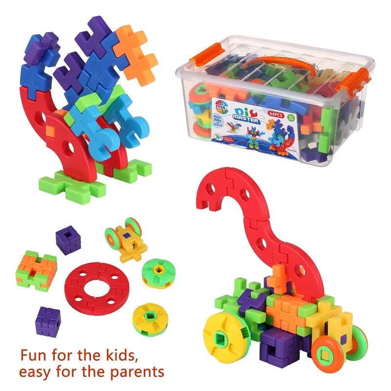 64 шт. шестерни строительные наборы 3D головоломки пластиковые кирпичи детские развивающие игрушки строительный блок для детей Рождественский подарок