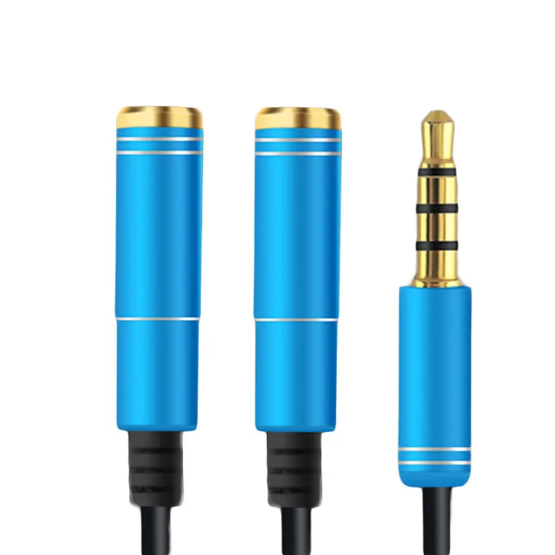High Quality 3.5mm Jack Headphone+Mic Audio Splitter Gold Plated Aux