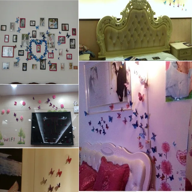 12pcs PVC 3D DIY Butterfly Decal Magnetic Sticking Feather Mandala Painting Stencils For Wall Large In Wall Stickes Home Decor