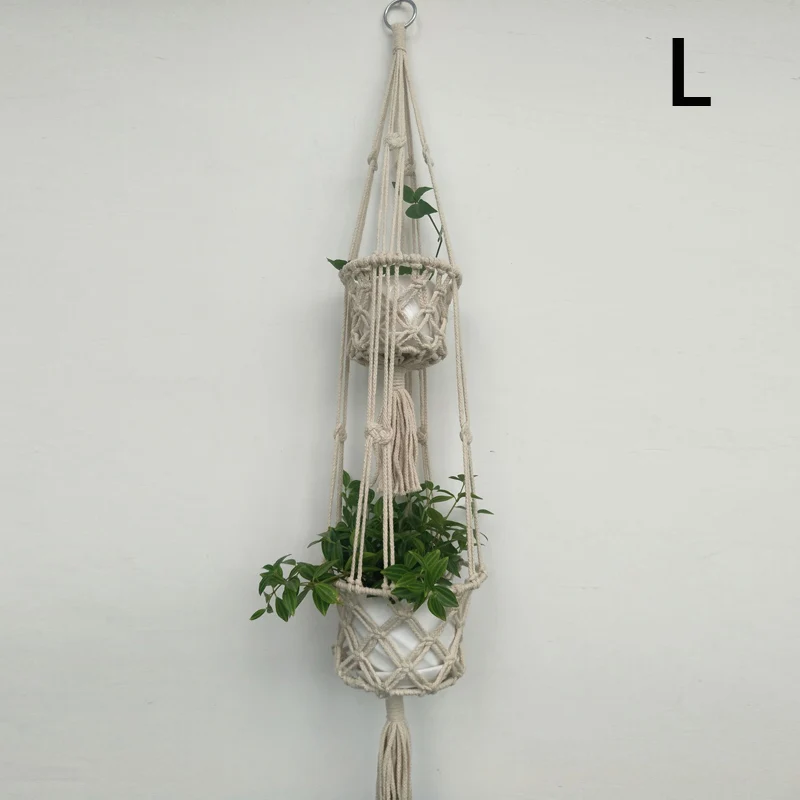 Винтажная Подвеска для растений из макраме садовый цветочный горшок держатель подвесная веревка корзина Декор