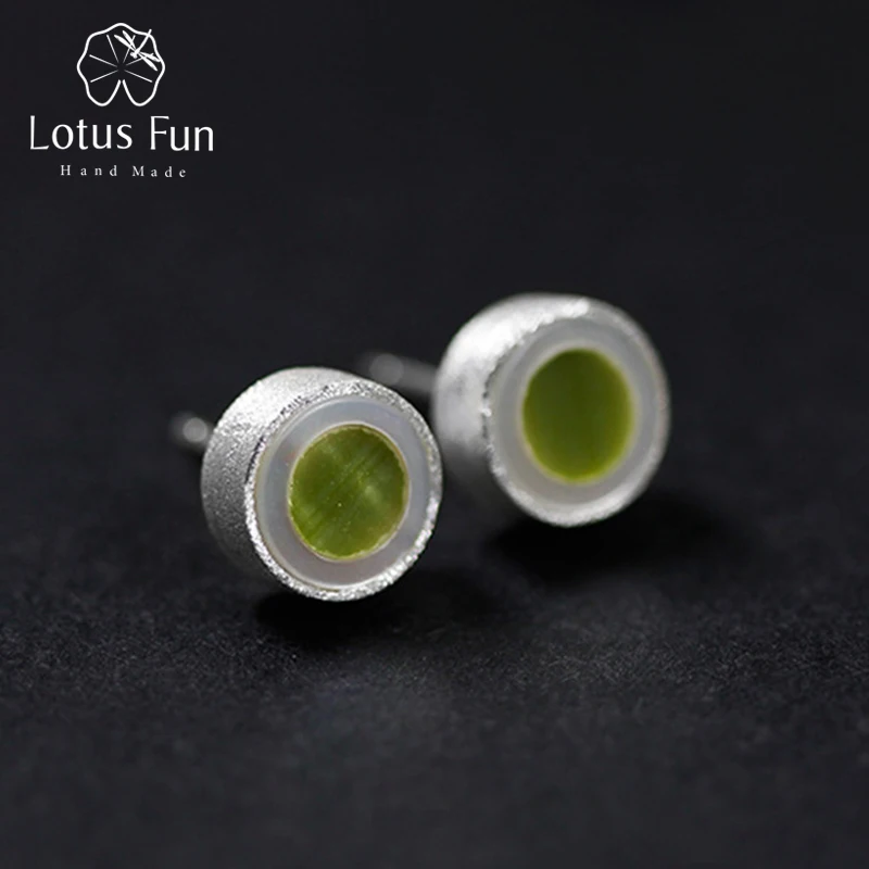 

Lotus Fun Real 925 Sterling Silver Natural Creative Handmade Fine Jewelry Minimalism Cylindrical Stud Earrings for Women Brincos