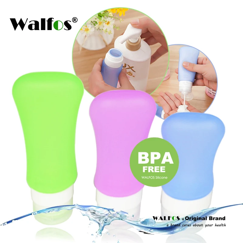 

WALFOS food grade Empty Silicone Travel Packing Press Bottle for Lotion Shampoo Bath Container outdoor traveling jar bottle