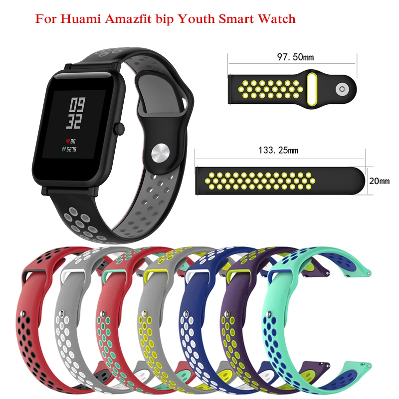 

Double Color Wristband Strap for Xiaomi Huami Amazfit bip Youth Smart Watch 20mm Replacement Watchband Smart Accessories Oct26