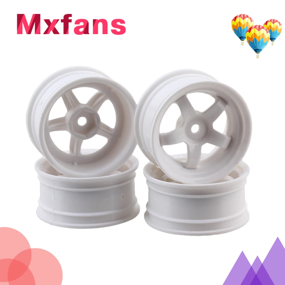 

Mxfans 4pcs RC 1:10 On-road Car &Drift Car Plastic Wheel Rim with 5-Spoke 52mm Dia White 110019