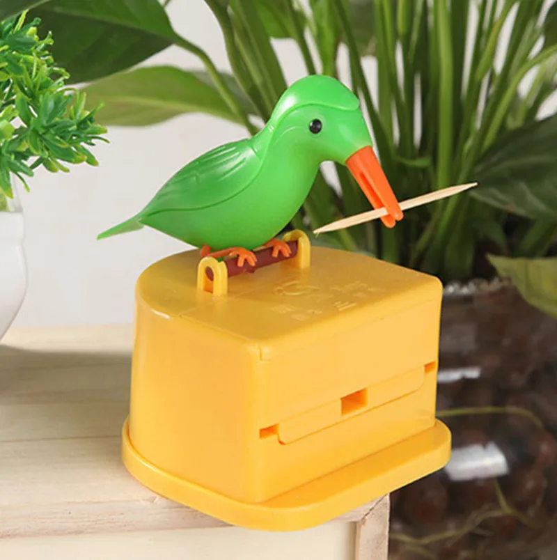 Green bird 1 шт. милый Колибри Диспенсер Для Зубочисток кляп подарок чистка зубов высокое качество материал Автоматическая птица зубочистка коробка GPD8866 - Цвет: Green bird