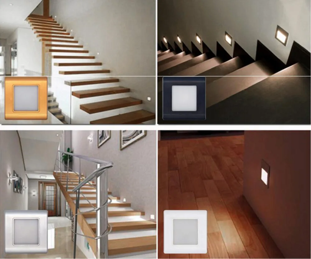 LED Stair Light Recessed wall foot light led Step Lamp stairway light Corridor safety night light with 86 mounting box 220V the range wall lights