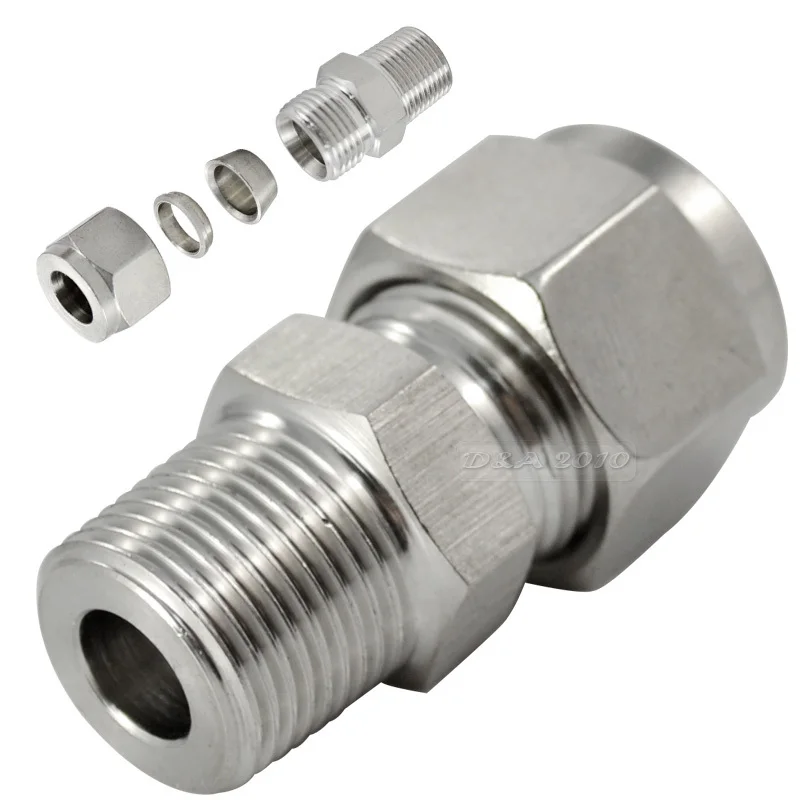 1/4 Hexagon Nipple Male 304 Stainless Steel Threaded Pipe Fitting NPT DN 2pcs 