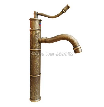 

Antique Brass Single Handle Bathroom Basin Sink Mixer tap Retro Faucet Deck Mounted Single Hole Faucets Wnf238
