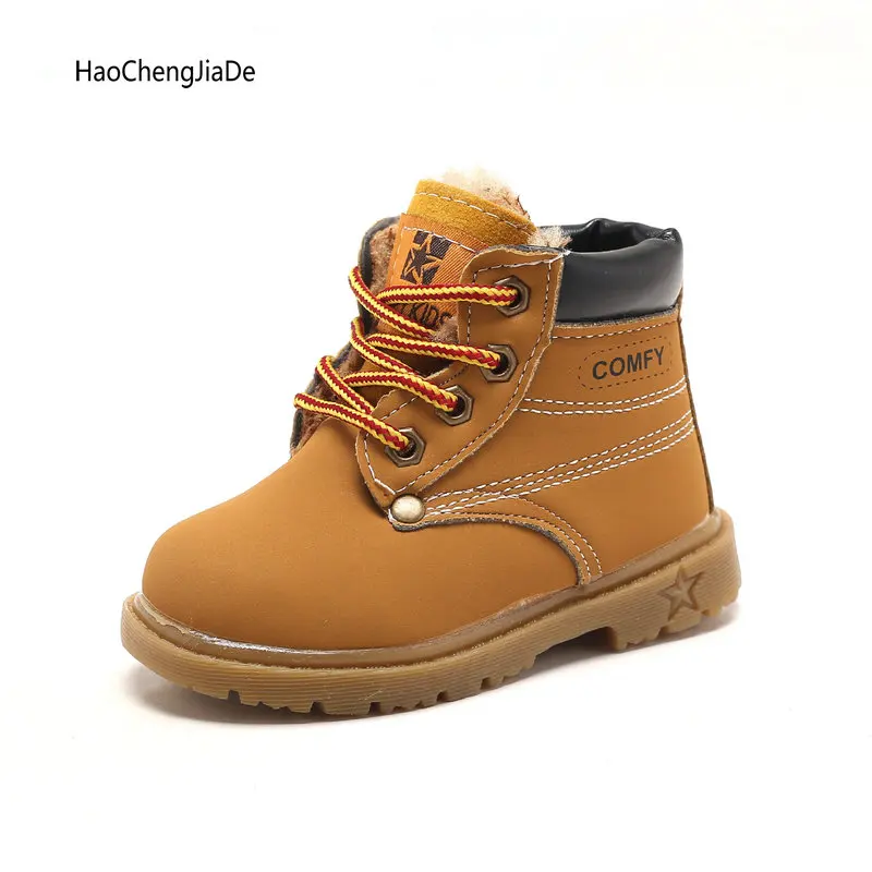 Koop 1 6 jaar Oude Kinderen Schoenen Pluche Warm Martin Laarzen Lederen winter Mode Kinderen Snowboots Voor Meisjes Jongens peuter Casual Schoenen