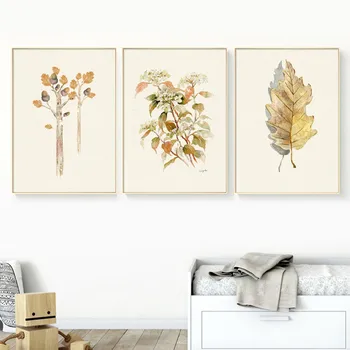 

Flower Leaf Tree Nordic Posters And Prints Wall Art Canvas Painting Retro Poster Wall Pictures For Living Room Decor