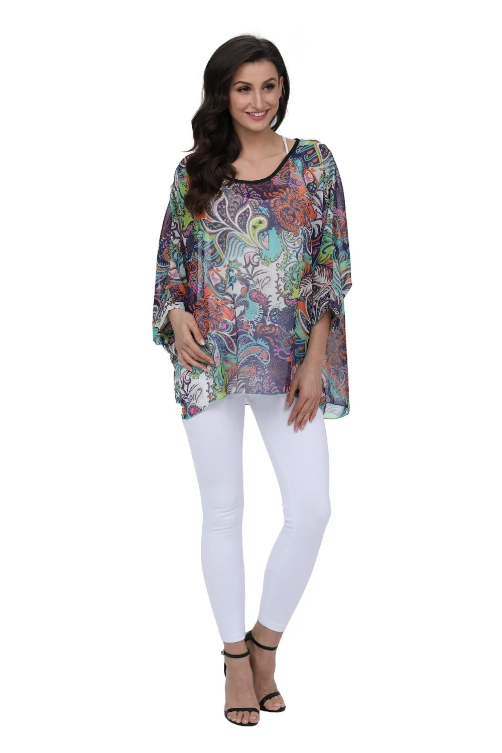 Baharcelin 5XL 6XL, большие размеры, женская летняя повседневная Свободная шифоновая блузка с рукавами летучая мышь, рубашка, блузка, топы, одежда