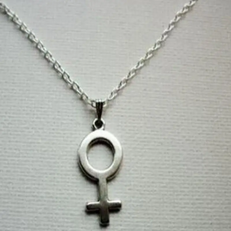 Female Symbol Necklace Pendant Vintage Silver Chain Charms Women