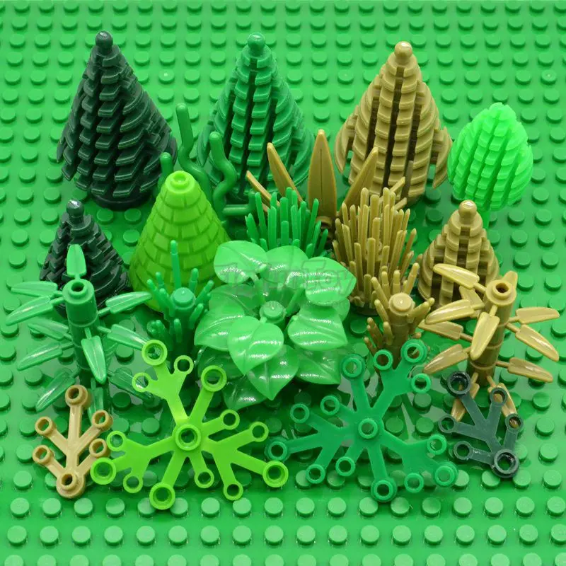 10pcs/lot Grass Leaves Garden Plant Branches Bamboo Pine Palm Trees MOC Military Bricks Building Blocks Gifts Toys for Children building phylogenetic trees