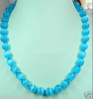 

FREE SHIPPING>>>@@ Hot sale S>>Charming!AAA 10mm Blue Mexican Opal Necklace 18''