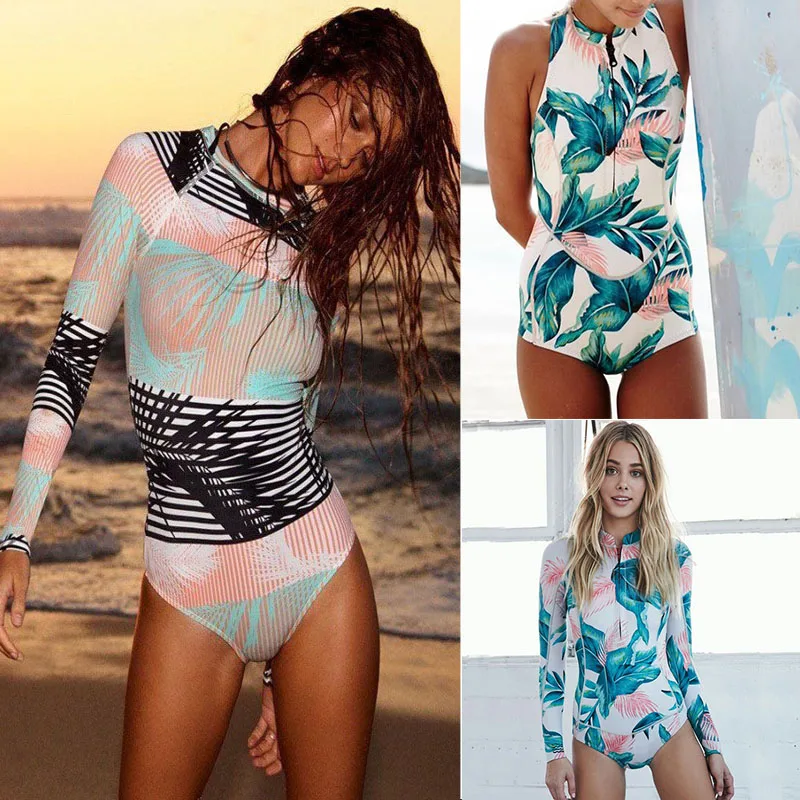 2018 Print Floral One Piece Swimsuit Long Sleeve Swimwear Women Bathing Suit Retro Swimsuit Vintage One-piece Surfing Swim Suits 2018 Print Floral One Piece Swimsuit Long Sleeve Swimwear Women Bathing Suit Retro Swimsuit Vintage One-piece Surfing Swim Suits