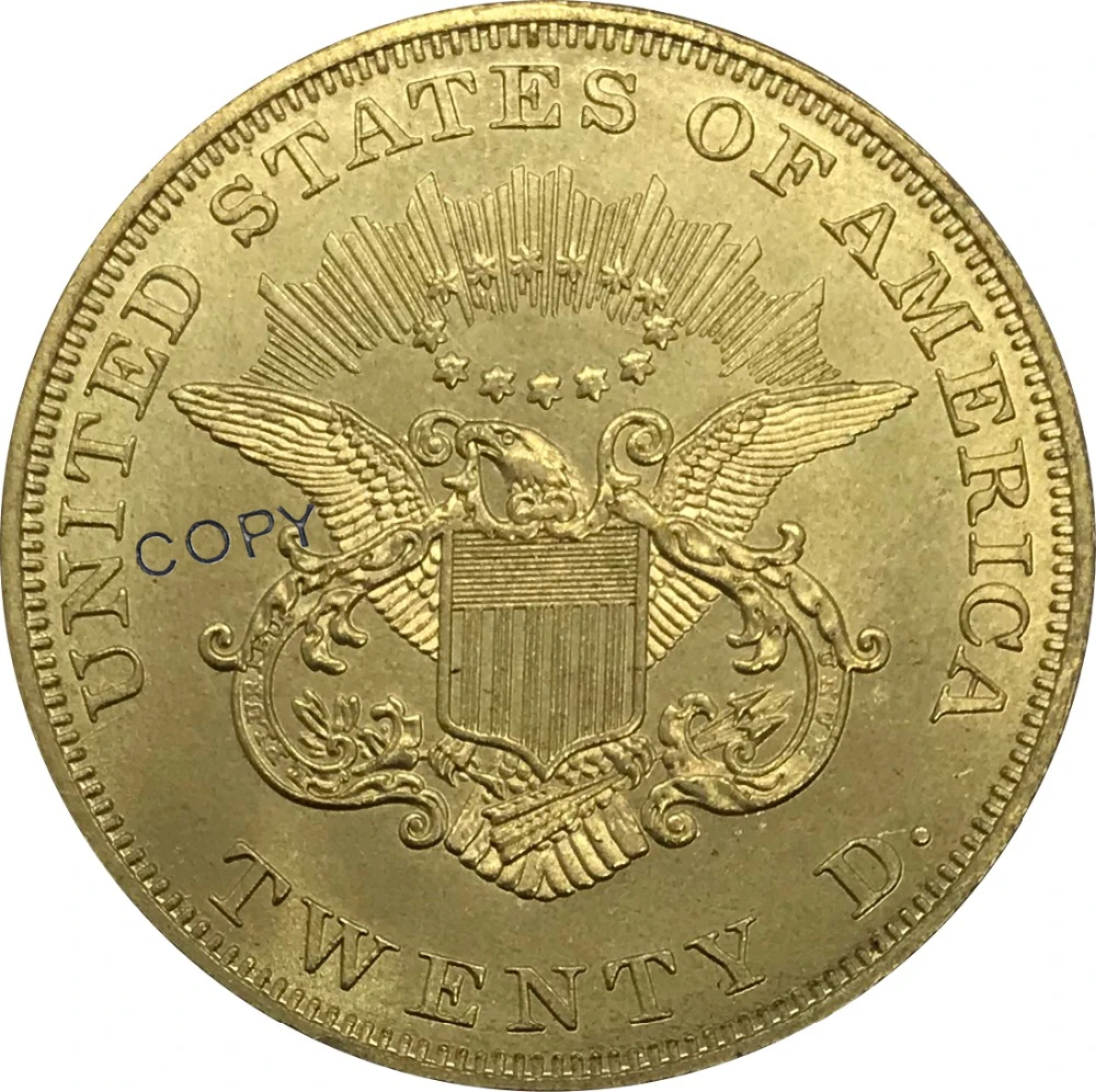 Moneda de Oro de doble águila de los Estados Unidos, moneda de copia  coleccionable de latón, 20 dólares, 1858|Monedas sin curso legal| -  AliExpress