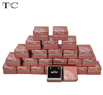 

Wholesale Red Paper Jewelry Boxes for Ring Earrings Gift Box 24pcs/lot Storage Case 5*5*3.5(CM)