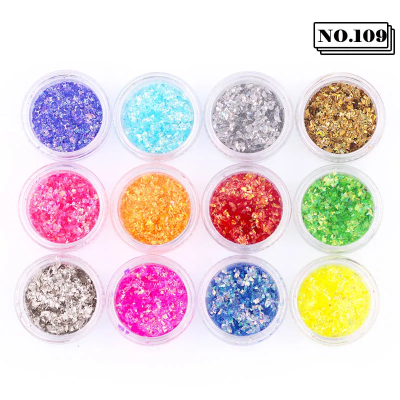 Wholesale New 12 Color/Set 3D Nail Sequins Mixed Flower Color Glitter Powder For UV Gel Flakes Art Decoration | Красота и здоровье