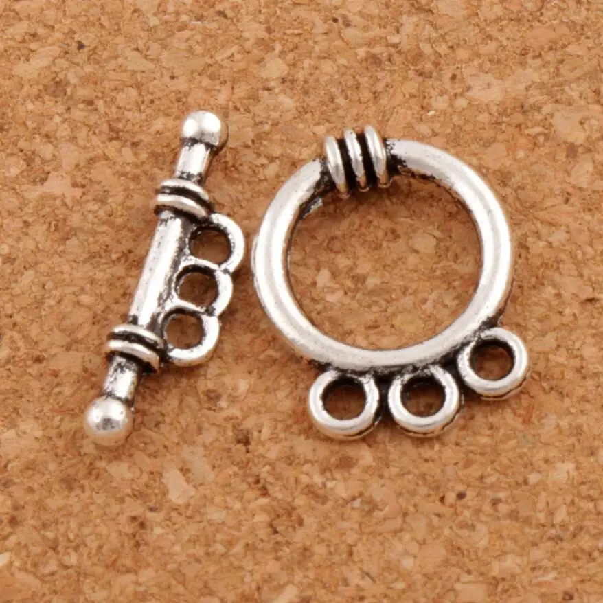 

3-Hole Ring Bracelet Toggle Clasp 17.8x13.8mm 18sets Antique Silver Jewelry DIY Findings Fit Bracelets L868