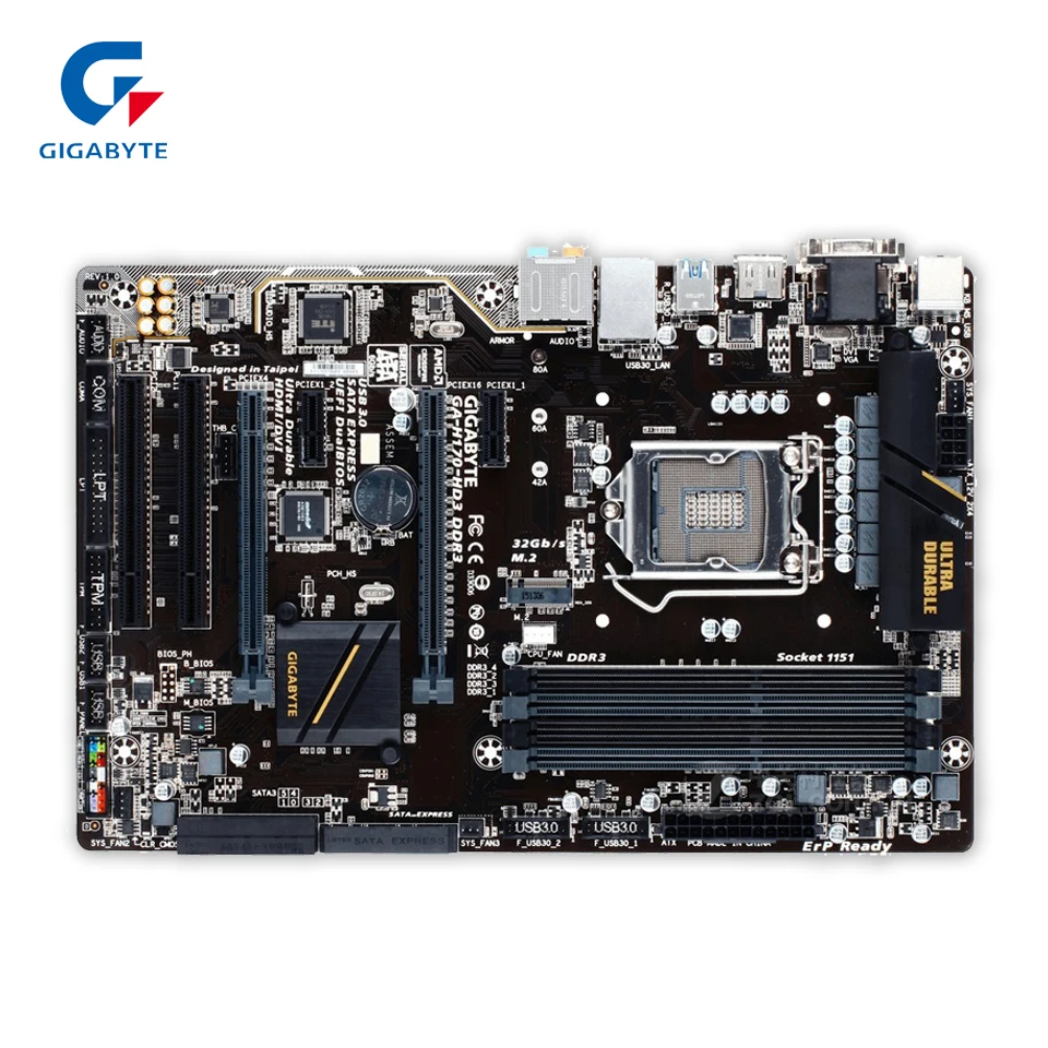 

Gigabyte GA-Z170-HD3 DDR3 Desktop Motherboard Z170-HD3 DDR3 Z170 LGA 1151 Core i7 i5 i3 DDR3 64G SATA3 USB3.0 VGA HDMI DVI ATX
