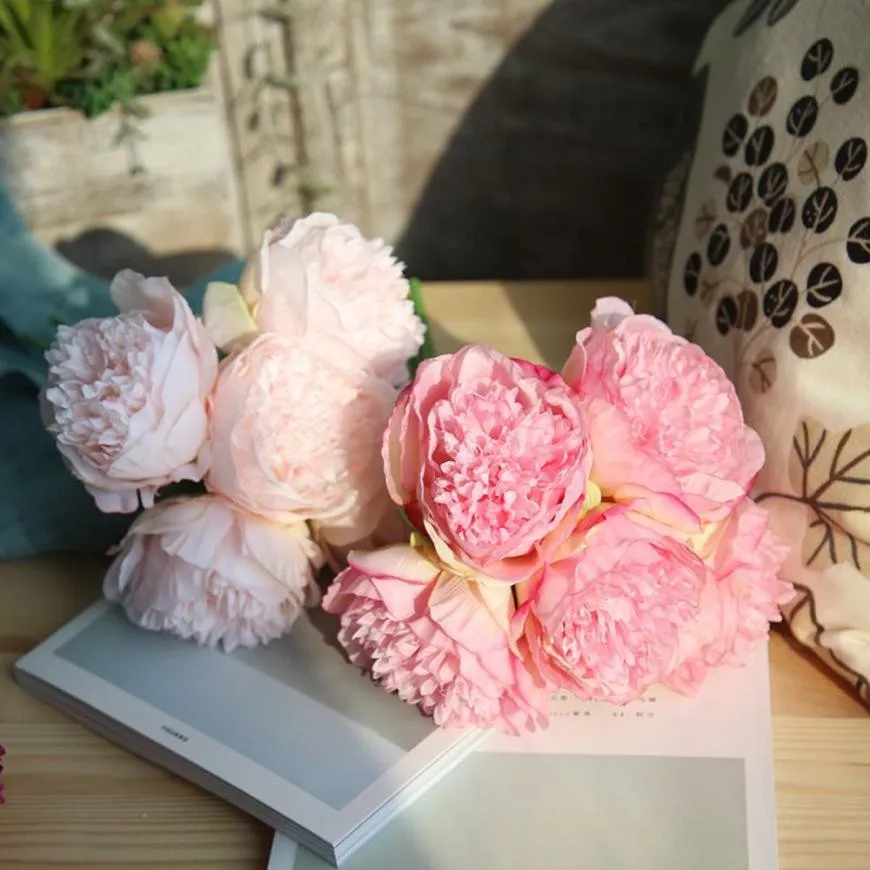Искусственные шелковые искусственные цветы Пион цветочный свадебный букет Свадебный декор с гортензией Ramo De Peonias